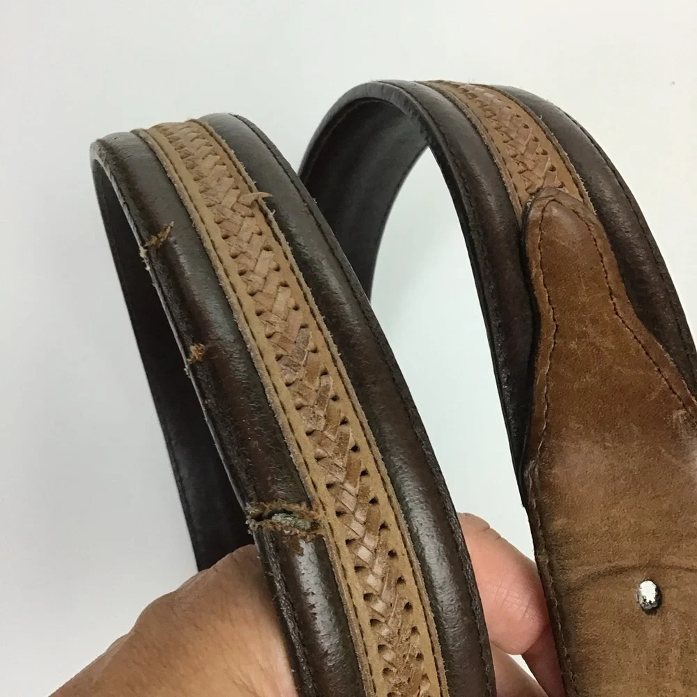 Genuine Vintage Nocona Belt size 42 Genuine Leather 2 Tone Brown Rustic